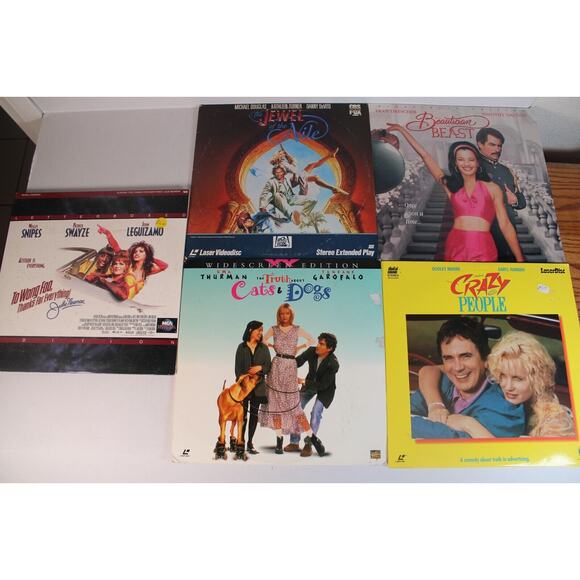 5 Laser Disc Bundle Lot: Cats & Dogs, Jewel of the Nile, Crazy People, more (G) - Picture 1 of 12